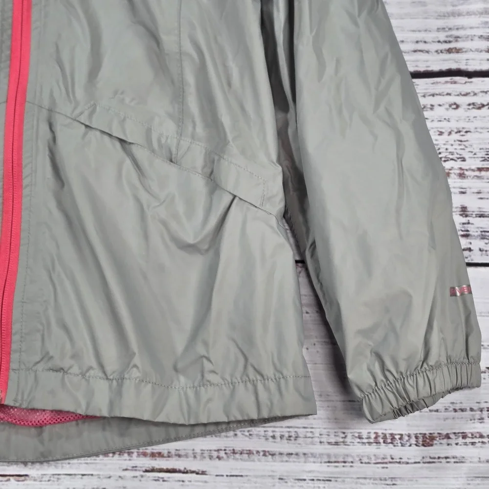 The North Face DryVent Rain Jacket Girls XL Grey Pink Exc Hooded Mesh Lined